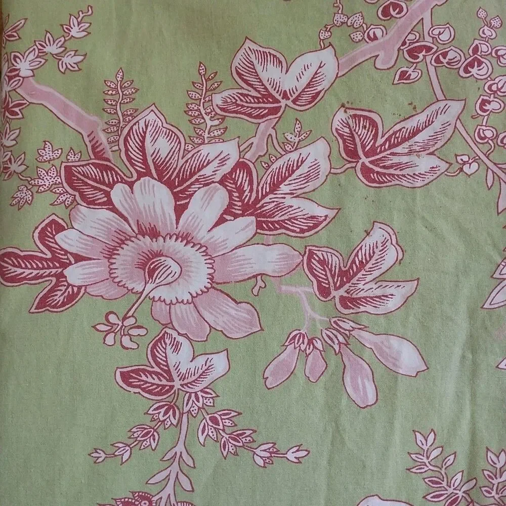 Pottery Barn Twin Duvet Cover Green Pink Floral Cotton Upcycle Crafters Diy